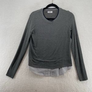 Bailey 44 Womens Sweater size Small Gray Layered preppy career striped stretch